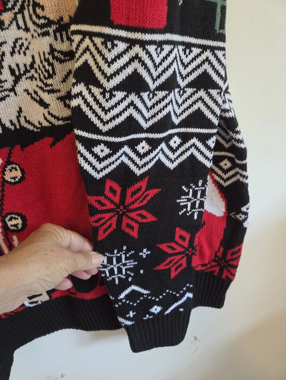 Ugly Christmas Black, Red & White Santa Crewneck Sweater - Picture 4 of 7
